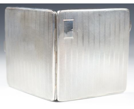 George VI hallmarked silver cigarette case with engine turned decoration, Birmingham 1947, maker&nbsp;Joseph Gloster Ltd, len