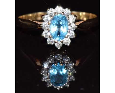 A&nbsp;9ct gold ring set with topaz and cubic zirconia, 1.6g, size P