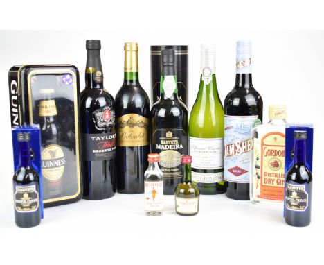 Wine and spirits including Taylor's Select Reserve Port, Harvey's Madeira, Springfield Estate 2019 Sauvignon Blanc, Gordon's 