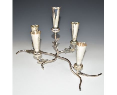 Hukin &amp; Heath silver plated epergne of Scottish thistle design, W42 x D23 x H24cm