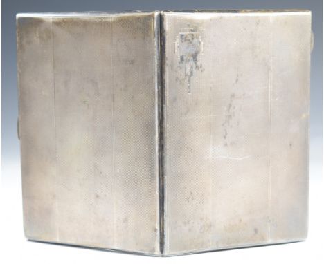Art Deco hallmarked silver cigarette case with engine turned decoration, Birmingham 1936, maker&nbsp;Joseph Gloster Ltd, leng
