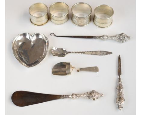 Georgian hallmarked silver caddy spoon or scoop, London 1808, maker&nbsp;Josiah Snatt, hallmarked silver heart shaped dish, f