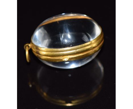 Victorian rock crystal pendant (pool of light) with gilt mount, 13,7g, 2.6cm&nbsp;