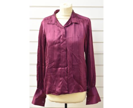 Vintage Chanel silk satin blouse with double cuff and pleated feature to front, with Chanel label, possibly a sample, approxi