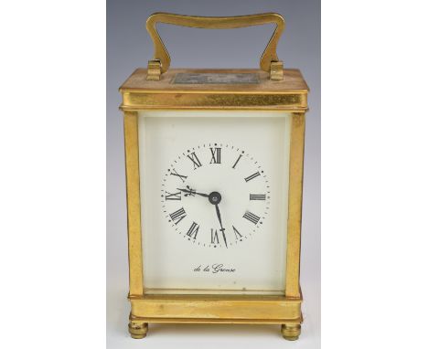 De La Grense, Oxford gilt cased carriage clock, height including handle 15cm
