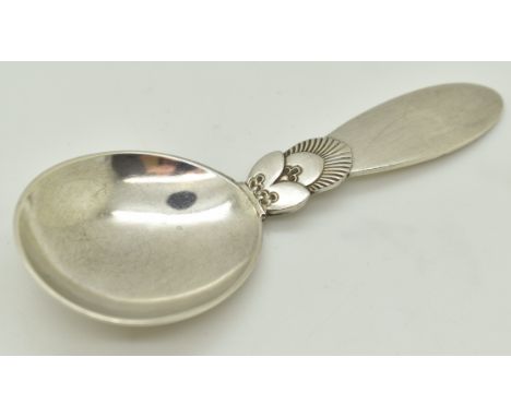 George Jensen hallmarked silver cactus pattern caddy spoon, import marks for London 1947, length 9.5cm, weight 26g