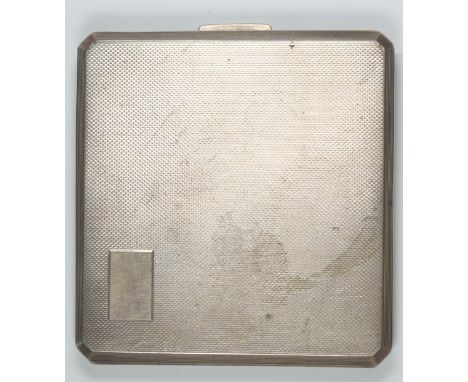Art Deco style hallmarked silver cigarette case with engine turned decoration and gilt interior, Birmingham 1955, maker&nbsp;
