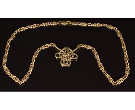 A 9ct gold Celtic cross necklace, length 42cm, 13.8g
