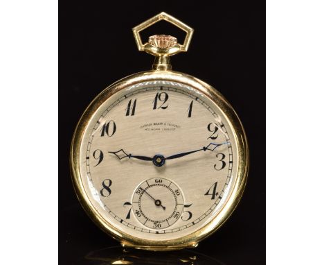 Johnson Walker & Tolhurst of Holborn Viaduct 18ct gold keyless winding open faced pocket watch with inset subsidiary seconds 