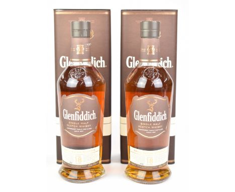 Two bottles of Glenfiddich Single Malt Scotch Whisky aged 18 years, 70cl, 40% vol, both in presentation boxes