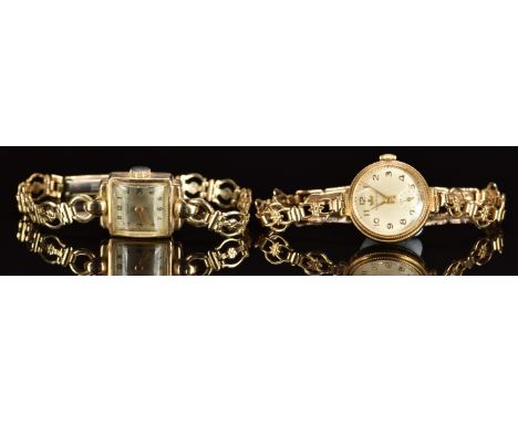 Two 9ct gold ladies wristwatches Marvin on 9ct gold bracelet (15g) and Rotary on gold plated bracelet 14g.&nbsp;