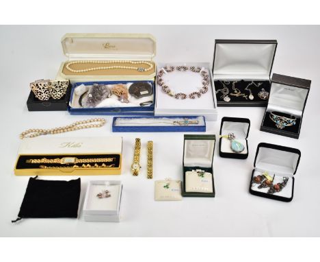 A collection of silver jewellery including bangle, pendants, earrings etc together with geological samples, etc