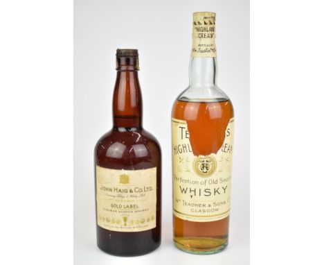 Two vintage bottles of whisky comprising John Haig &amp; Co Gold Label Liqueur Scotch Whisky and Teachers Highland Cream