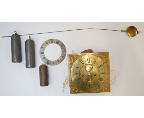 William Porthouse of Penrith longcase clock movement, the brass dial having blind date window, together with pendulum, extra 