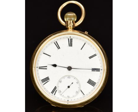 Andrew Barrie of Edinburgh 18ct gold&nbsp;keyless winding open faced pocket watch with&nbsp;inset subsidiary seconds dial,&nb
