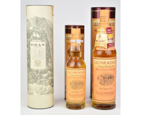 Three bottles of whisky comprising Oban West Highland Malt Scotch Whisky 75cl, 43% vol and two Glenmorangie Single Highland M