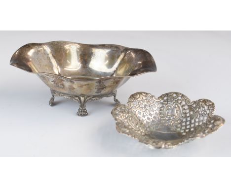 Two hallmarked silver bon bon dishes comprising Victorian pierced and embossed example, Sheffield 1897, maker&nbsp;James Dixo