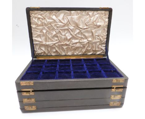 Tooled leather Victorian or early 20thC travelling jewellery salesman's or collector's case ex&nbsp;Johnson, Walker &amp; Tol