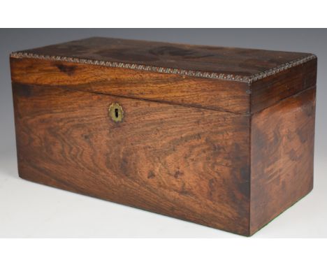 19thC rosewood tea caddy with two division interior and glass mixing bowl, W75 x D35 x H18cm