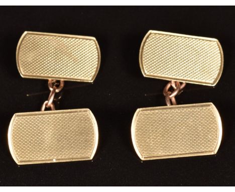 A pair of 9ct gold cufflinks with engine turned decoration, 4.6g&nbsp;