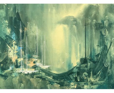 After Frans Van Lamsweerde (20th Century) Waterfront, lithographic print, bearing label of the Palla Gallery, London, 1968, 8