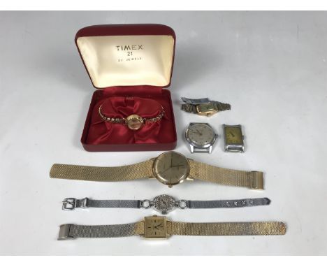 A number of vintage wristwatches including a lady's and gentleman's Sekonda, and a cased Timex etc.