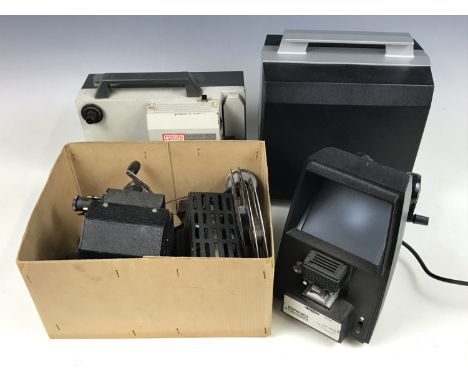 Vintage film projectors, including a boxed Boots P122 Dual Cine Projector and a Eumig Mark-501