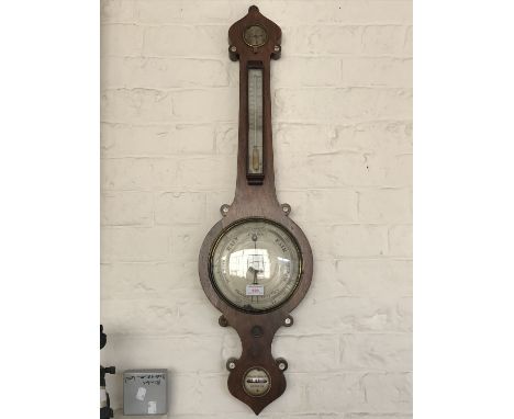 A William IV mother-of-pearl inlaid rosewood banjo barometer by William Haarvon of Hexham