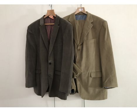 A gentleman's Racing Green corduroy suit, jacket XL (approx 46 R) and trousers R38, together with one further Next corduroy j