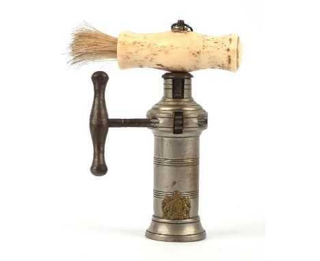 Patent corkscrew, 19th Century, with a bone handle, 26cm extended