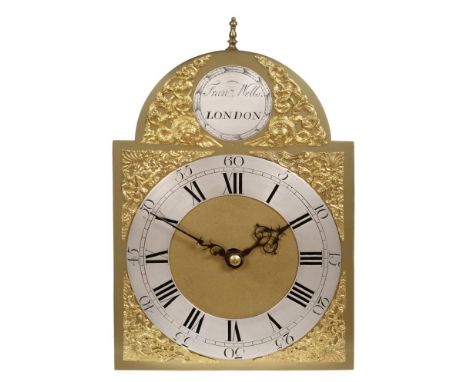 An 18th Century Arched Brass Dial Lantern Clock, signed Frans Wells, London, circa 1760, 9-3/4-inch arched brass dial, arch w