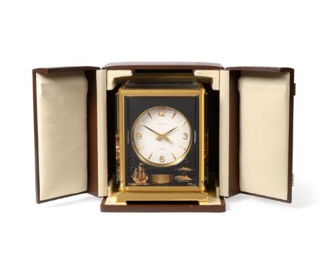 An Atmos Clock, signed Jaeger LeCoultre, model: Marina, second half 20th century, perspex panels depicting galleons, 4-1/4-in
