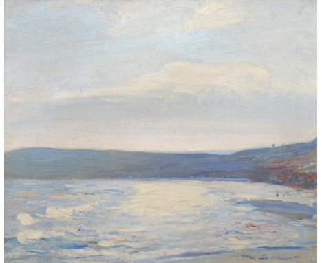 Mark Senior NPS (1862-1927)  Extensive coastal view in morning light, probably Runswick Bay  Signed, oil on canvas, 49cm by 5