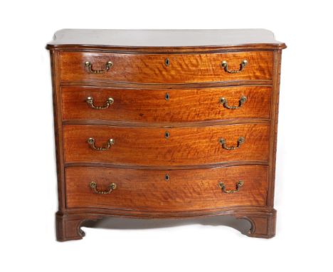A George III Mahogany Serpentine Shaped Chest, late 18th century, the moulded top above four long graduated drawers between c