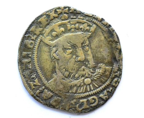 Henry VIII Groat, posthumous coinage, Southwark Mint, fifth bust; rev. CIVITAS LONDON, 'S' in forks, irregular edge in parts,