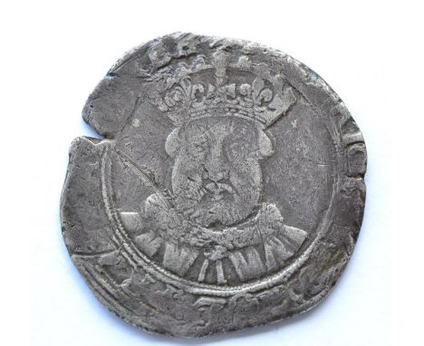 Henry VIII Testoon, third coinage (1544-47), Southwark Mint, MM worn (rev CIVITAS LOnDOn), obv crowned facing bust,, rev crow