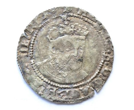 Henry VIII Groat, posthumous coinage, London Mint, MM martlet(?), sixth bust, rev POSVI etc; a couple of small edge striking 