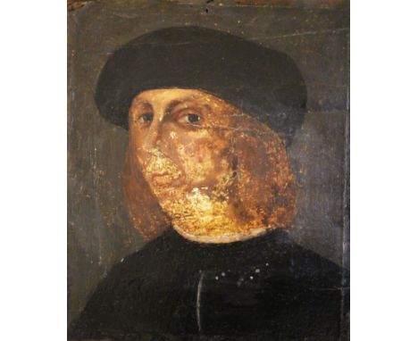 Italian school 16th Century, male portrait, oil on wood, 25,5x21 cm