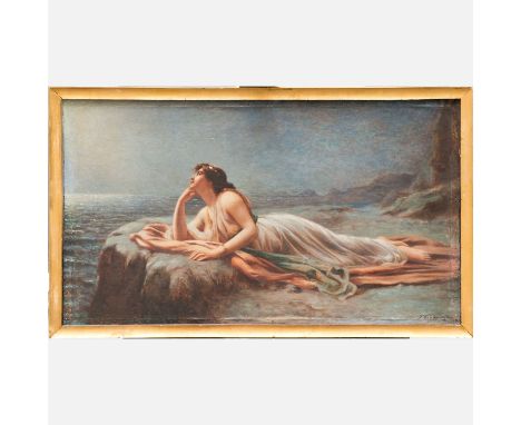 Joseph Tomanek (1889-1974)-attributed, Lady at the coast; oil on canvas, laid down on panel; signed bottom right, framed. 48X
