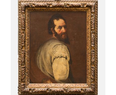 Bernardo Strozzi (1581-1644)-circle, Portrait of a man looking to the side; oil on canvas, framed. 100X80cm