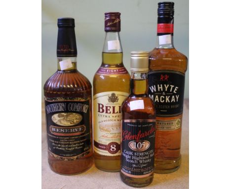 Whyte & Mackay blended Scotch Whisky, 1 bottle Southern Comfort Reserve, 1 ltr bottle Bells extra special old Scotch whisky, 
