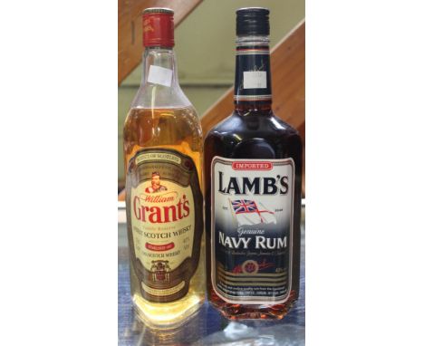 Lambs Navy rum, 1 ltr bottle Grant Scotch Whisky, 1 bottle