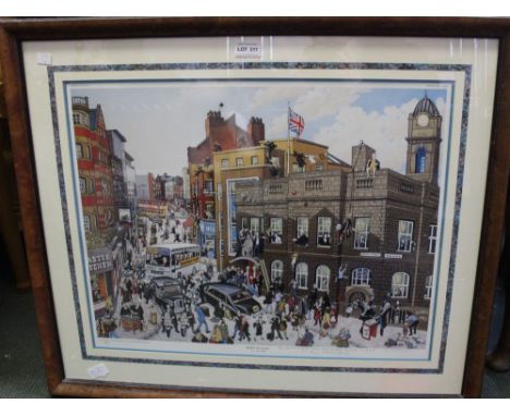 A large framed and glazed print "Briefs at Court" by Bill Kirby 41/150 signed