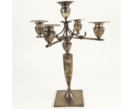 Vintage BSC Sterling Five (5) Light Candelabrum. Signed Sterling BSC. One bobeche not matching. Measures 14-1/2" H. Weighs ap
