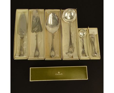 Lot of Six (6) Christofle "Marly" Silver Plate Serving Pieces. Includes: ice cream ladle, ice cream server, pie server, sugar