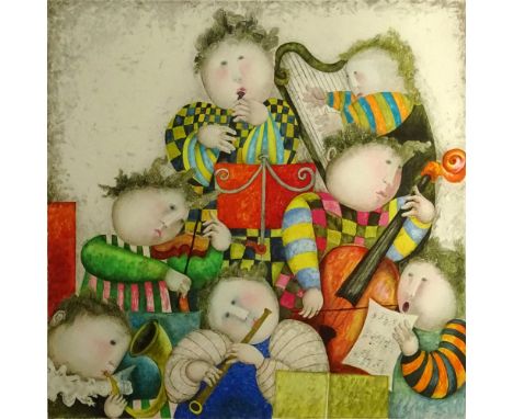 Graciela Rodo Boulanger, Bolivian (b. 1935) Color Lithograph "Baroque" Signed and numbered 23/30 in pencil. Good condition. M