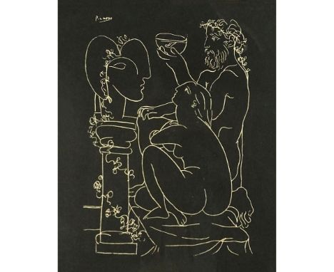 Pablo Picasso, Spanish (1881-1973) Black and White Lithograph. Signed in plate. Toning from age or in good condition. Measure