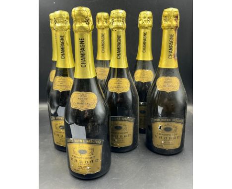 Seven bottle of vintage Vauban Freres Blanc De Blanc Reims 