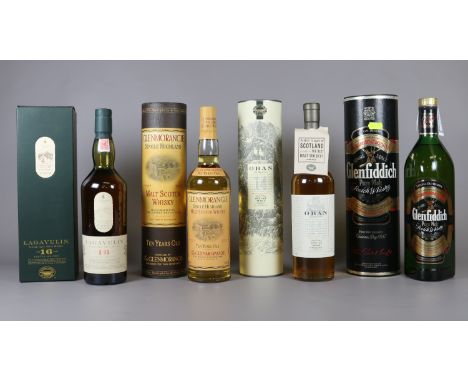 Four boxed unopened bottles of single Malt Scotch Whisky; 1 litre Glenfiddich special reserve, 70cl Lagavulin aged 16 years, 