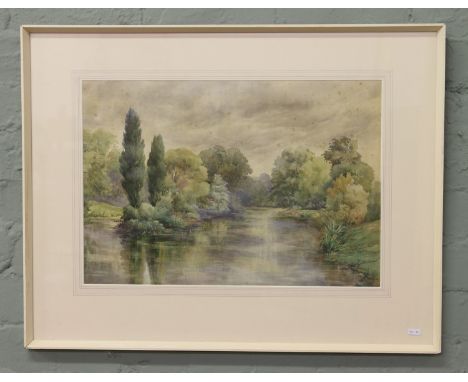 M Gilliand framed watercolour, Tranquil woodland river landscape signed bottom right, 36cm x 52cm. Condition Report. To be us